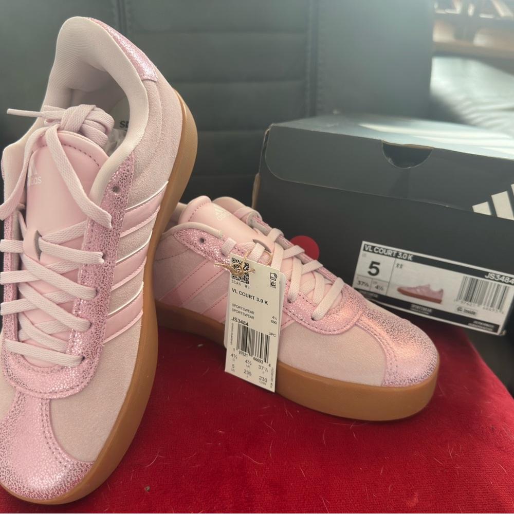 Adidas Women's Light Pink Sneakers with Gum Sole